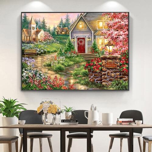 Scenery Landscape DIY 11CT Cross Stitch Embroidery Kits Craft Needlework Set Printed Canvas Cotton Thread Home Sell