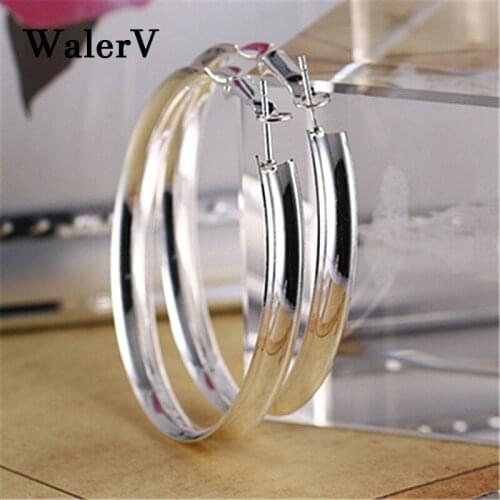 WalerV for Women Set Retro Wind Personality Woman Long Smooth Big Earrings Circle Prom Party Earrings Gift