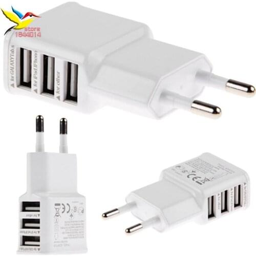 Good 2A 5V USB TREE 3 Ports EU Plug Wall Charger for iPhone 7 6 5 HTC Samsung galaxy S7 s6 note 3 note4 mobile phone 100 pcs