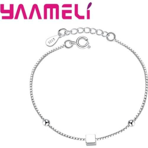 New Collections Exquisite Real 925 Sterling Silver Stars And Cube Two Options Box Chains Bracelets For Women Girls