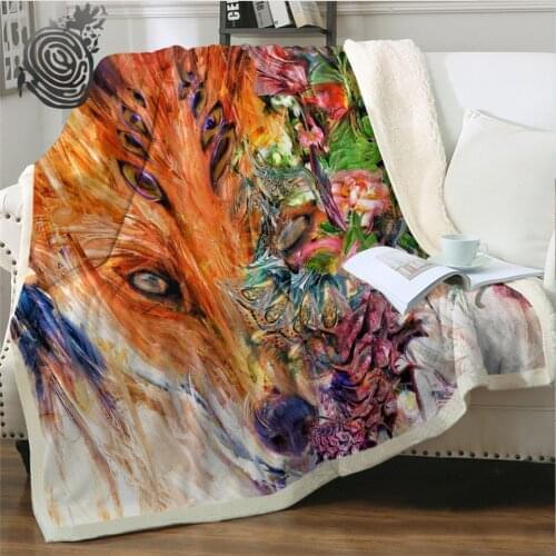 Excursion by Archan Nair Blanket for Bed Fox Eyes Sherpa Blanket Leaf Floral Bedding Painting Art Plush Blanket 150x200 Mantas
