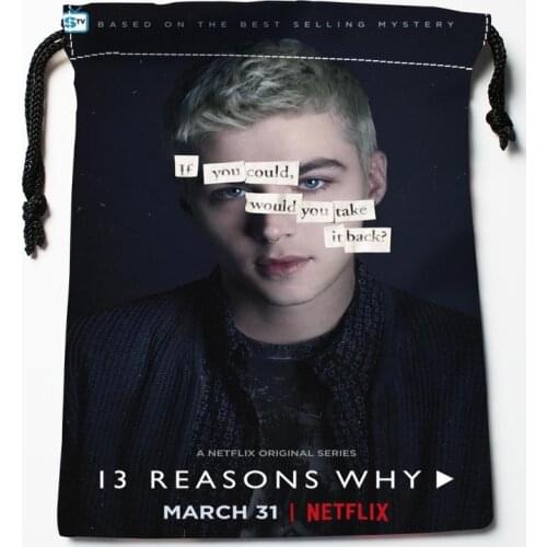Hot Sale Custom 13 Reasons Why Drawstring Bags Custom Storage Bags Storage Printed gift bags More Size 18*22cm