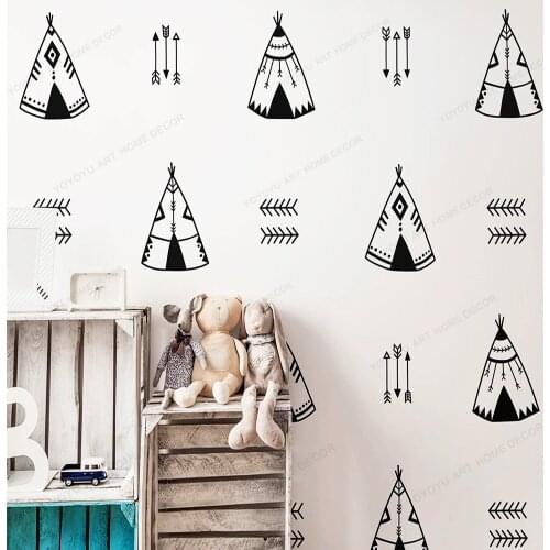 Kids Room Tribal Tent And Arrow Self Adhesive Vinyl Wall Decor Sticker Wall Art Decal For Kids Rooms Decoration QQ1023