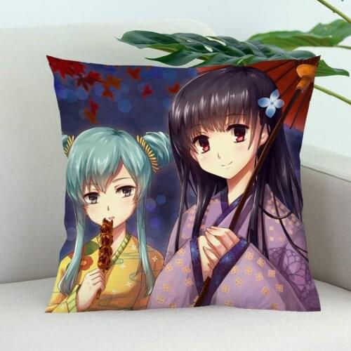 Sankarea Pillow Cover Bedroom Home Office Decorative Pillowcase Square Zipper Pillow Cases Satin Soft