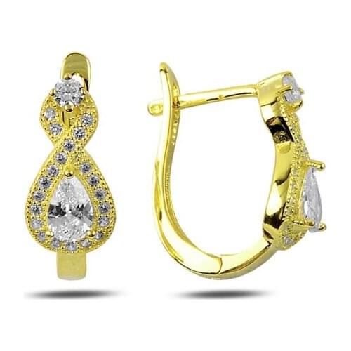 KUTAYDAN Zircon Cubic Zirconia Infinity Earrings 925 Sterling Silver