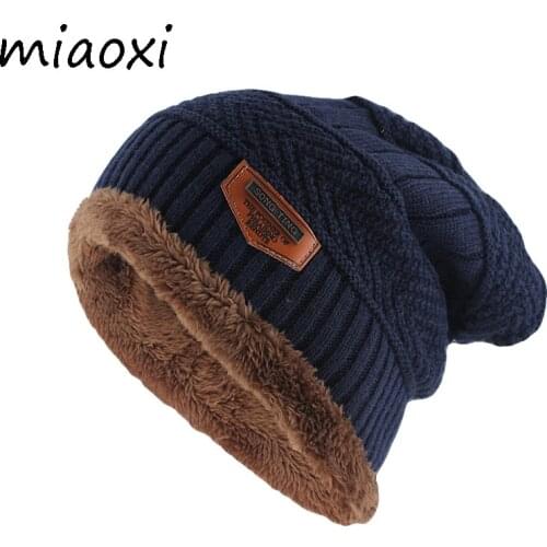 Miaoxi New Winter Warm Beanies Skullies Fashion Adult Men Letter Wool Hat Cotton Top Women Knitted Bone Soft Male Gorros