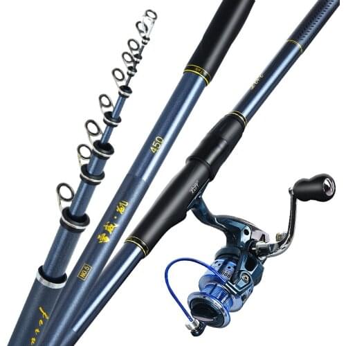 3.6M 4.5M 5.3M 6.3M 5# Rock Fishing Rod Long Section Distance Throwing Pole Carbon Fiber Super Hard Telescopic Fishing Canne