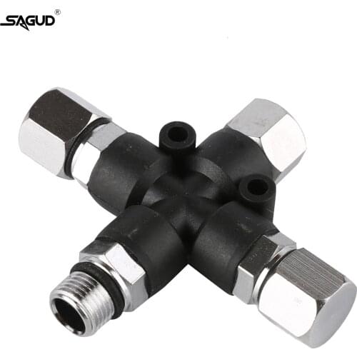 SAGUD 3 Way Air Hose Splitter Fitting Connector 1/8" BSP Fittings Regulation Combiner Manifold Adaptor For Airbrush Compressor