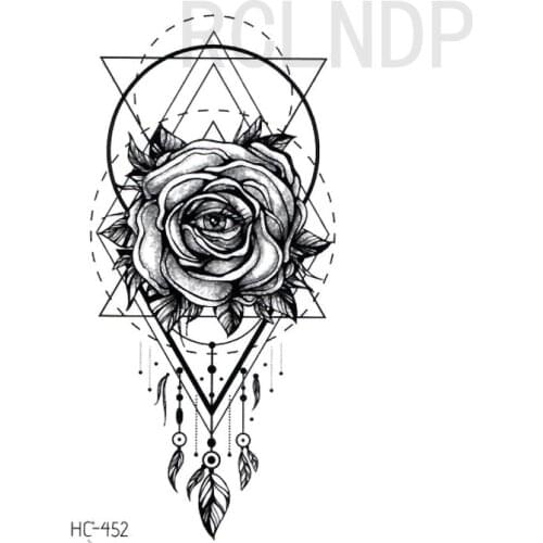 Waterproof Temporary Tattoo Sticker Eye Rose Triangle Geometric Dreamcatcher Feather Fake Tatto Flash Tatoo for Girl Women Men