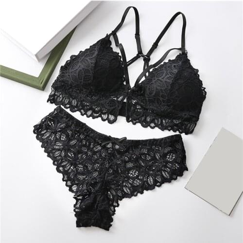 Women Lace Bra Sets Seamless Underwear Backless Vest Sexy Panties Lingerie Padded Bralette Ultrathin Briefs Female Intimates