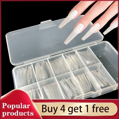 100pcs/Box False Coffin Nails Ballerina Long Clear/Natural/white Fake Nail Art Tips Flat Shape Full Cover Manicure