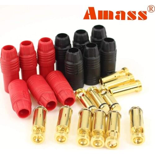 2Pairs 6Pairs Amass AS150 Male Female Anti Spark Connector 7mm Gold Plated Banana Plug Set for Battery ESC and Charge Lead