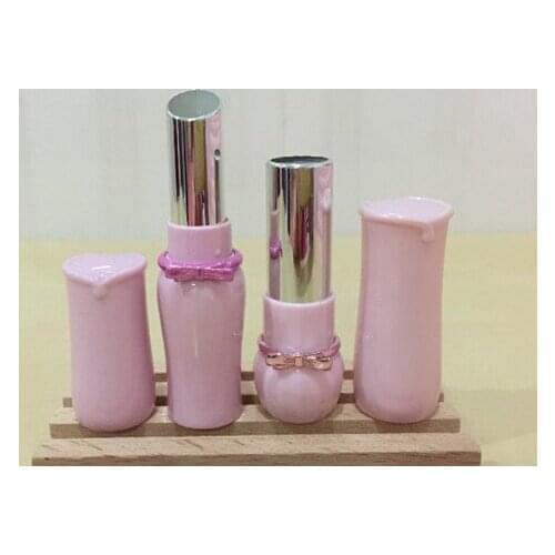 300pcs/lot 11.1mm 12.1mm Pink Bowknot DIY Lipstic Lip Balm Tube Empty Plastic Lipstick Tube Lip Gloss Container