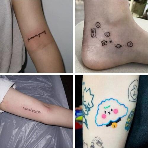 4 Sheets Lovely Waterproof Temporary Tattoo Stickers Moon phrase Cartoon Body Art Clouds Star Planet Fake Tatoo for Women Men