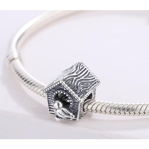925 Sterling Silver A Sweet Home A Bird Standing On The Window Pendant Charm Bracelet Jewelry Making For Original Pandora