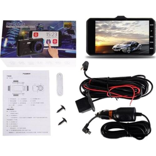 L9BC 4 Inches 1080P Car Night Vision Driving Recorder Cycle Recording Motion Detection Gravity Sensor Dual Camera Video