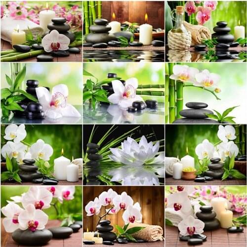 AZQSD Diamond Art Painting Kits Orchid Stone Picture Of Rhinestones Diamond Embroidery Sale Flower Needlework Home Decoration