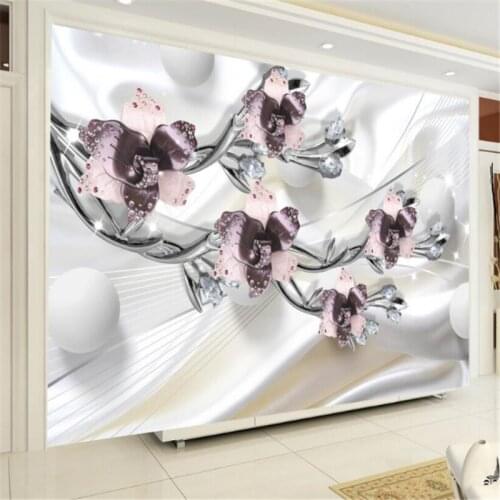 Wellyu Custom large wall painting 3d wallpaper European diamond flower jewelry living room TV background wall wallpaper