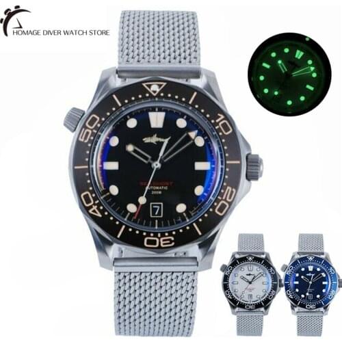 Heimdallr Watch Titanium Sea Ghost NTTD NH35 Automatic Mechanical C3 Luminous Steel Nylon White Black Dial 200M Dive Watches Men