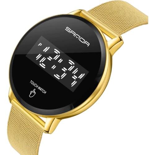 SANDA New Design Fashion Mens Watches Touch Screen Digital Watch LED Display Waterproof Wristwatch For Men Clock Relogio