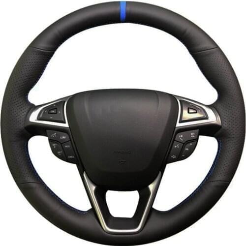 Car Steering Wheel Cover Soft Black Genuine Leather For Ford Mondeo Fusion EDGE 2013-2020 Galaxy 2016-2020 S-Max 2012-2020