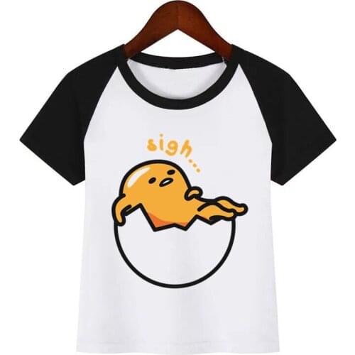 Children Summer T Shirt Gudetam Japan Hot Anime Lazy Egg Yolk Anime Print T-Shirts Boys Girls Cotton Tops Kids Fashion Tshirt
