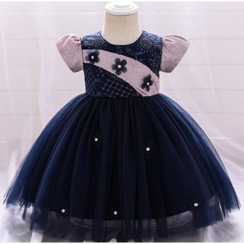 2021 Summer Baptism 1 Year Birthday Dress For Baby Girl Clothing Flower Princess Dresses Short Sleeve Party Dress Child Clothes