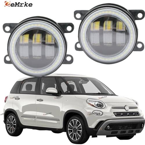 2X Led Angel Eye DRL for Fiat 500L Cross 330 500L Trekking 500L Wagon 351 2018 LED Fog Lights Lamp Lens Daytime Running Light