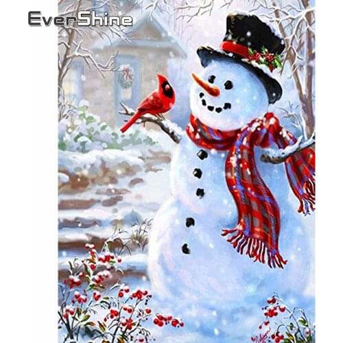 Evershine Diamond Painting Snow Man Cross Stitch Kit Cartoon Diamond Embroidery Rhinestone Pictures Decoration Diamond Mosaic