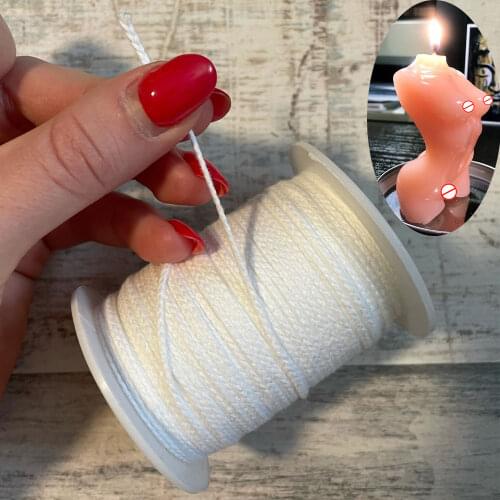1 Roll 200 Feet 61M White Candle Wick Cotton Candle Woven Wick For DIY Candle Making Material Smokeless Wax Pure Cotton Core