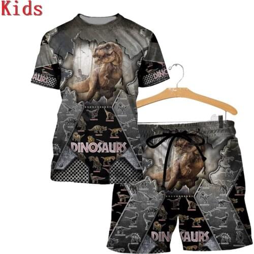 Love Dinosaur 3D Printed T Shirts And Shorts Kids Funny Childrens Suit Boy Girl Summer Short Sleeve Suit Kids Apparel 15