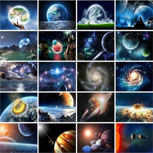 Huacan Full Drill Diamond Painting Planet Paintings For Interior Mosaic Night Scenery Embroidery Universe Home Decor