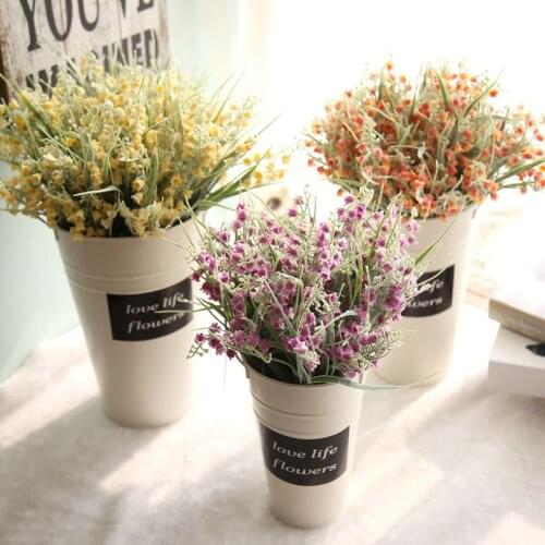 Artificial Flowers Small Fresh Hanging Bell With Grass Fake Flowers Beauty Fresh Wedding Home Decor Potted Accessories