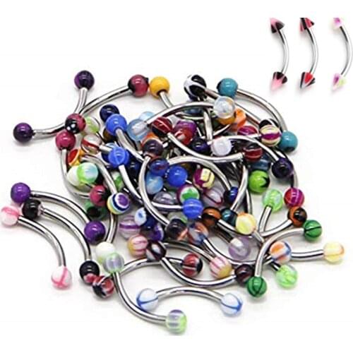 10/20/30/50Pcs Stainless Steel Eyebrow Piercing Ring curved Barbell Tragus Helix Piercing Rook labret Eyebrow Piercing jewelry