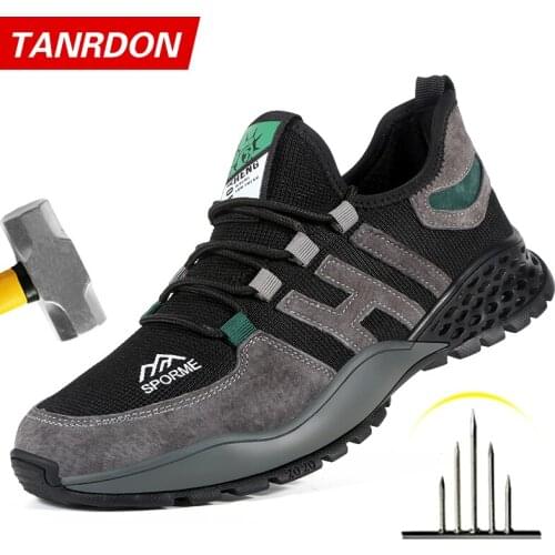 Male Indestructible Work Shoes Sneakers Men Boots Anti-puncture Safety Shoes Men Anti-smash Work Boots Steel Toe Shoes Footwear