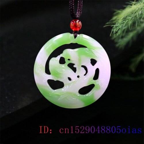 Jade Bird Pendant Green White Natural Jewelry Chinese Necklace Charm Jadeite Double sided Lovebirds Fashion Amulet Carved Gifts