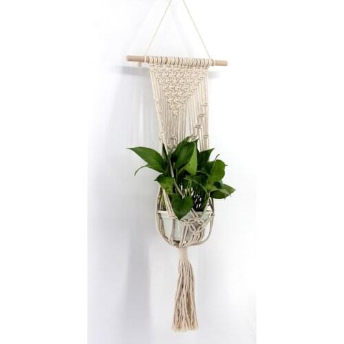 Fashion Vintage Macrame Plant Hanger Indoor Outdoor Hanging Basket Jute Rope New Cotton And Linen Hanging Flowerpot Net