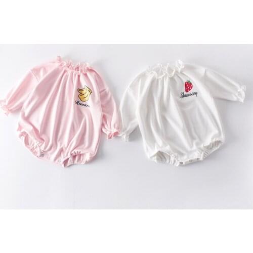 Soft breathable newborn baby girls jumpsuit fall banana/cherry design infant kids bodysuit for girls overalls children pajamas