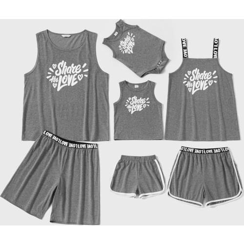 PatPat New Summer Family Letter Print Matching Pajamas Tank Set(Flame Resistant)