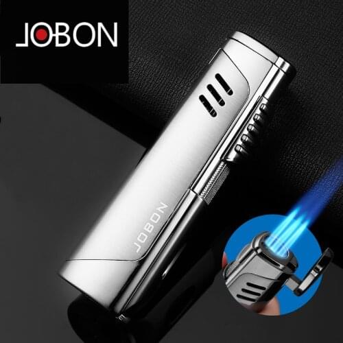 New Jobon Metal Triple Torch Gas Window Lighter 1&3 Jet Gas Cigar Three Turbo Windproof Powerful Spray Gun Kitchen Pipe Lighter