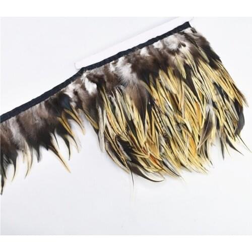 10Meter Natural Pheasant Feather Trim Ribbon 10-15CM Rooster Feathers for Crafts Ribbon Feathers for Clothes Carnaval Assesoires