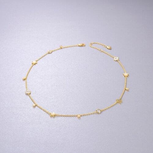 Star Inlaid White Moonstone Zircon S925 Necklace Romantic Luxury Simple Lively Gentle Elegant ValentineS Day Gift For Girls