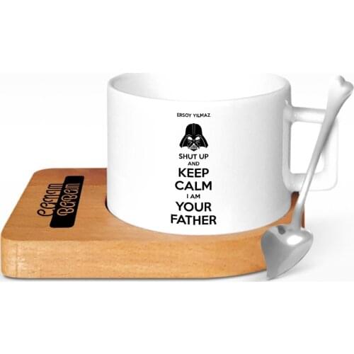 Personalized I am Your Father Design Wood Altlıklı Ceramic Cup-2
