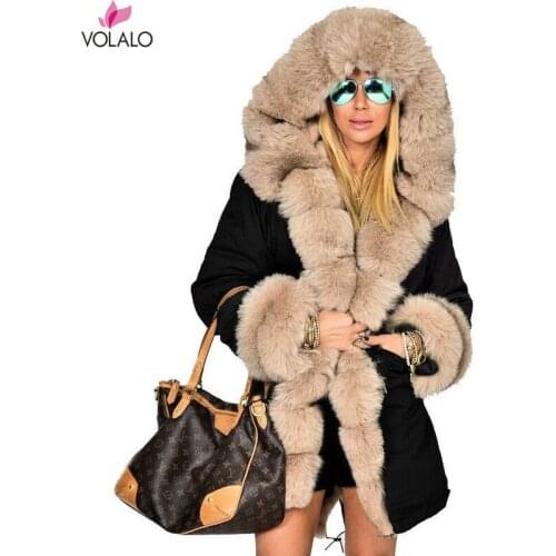 Plus Size Women Faux Fur Coat Warm Parka Womens Thick Furs Military Coat Women Winter Jacket Coat Hooded Overcoat Cotton Parkas