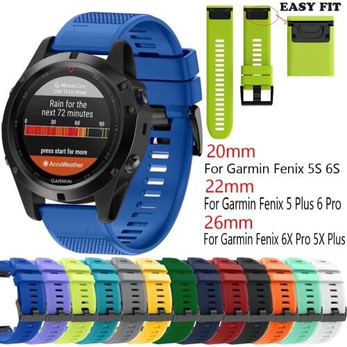 20 22 26MM fashion style Strap For Garmin Fenix 5S 5X 5 Plus Easyfit Watch Silicone Wrist Band Strap Fo Fenix 6 6S 6X Pro Correa