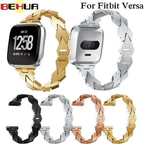 Luxury Steel Watch Band Replacement Strap Bracelet For Fitbit Versa Replace Wristbands For Fitbit Versa Smart Watch Accessories