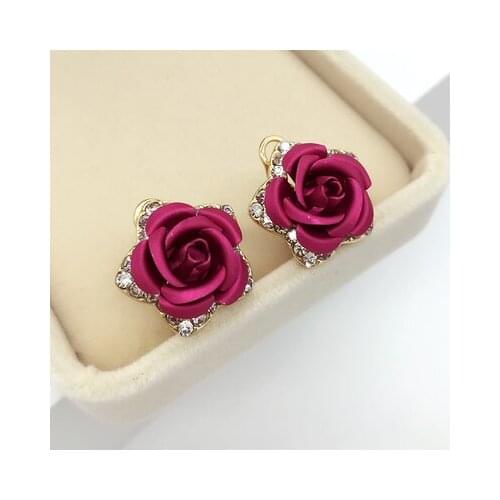 Wholesale Jewelry Gift women Rose Ear nail female temperament Korean simple rose ear nail love earrings female non pierced roses