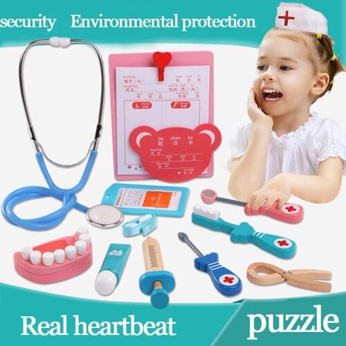 34Pcs Children Pretend Play Toys Wooden Role-play Doctor Medicine Cabinet for Boys Girls Playing Birthday Gift Set 2019