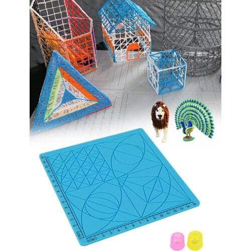 3D Printing Pen Pad Silicone Geometric Figure Copy DIY Design Mat Drawing Board Silicone Finger Caps Pen Drawing Tools