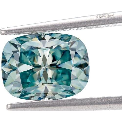 Blue Color Moissanite Stone Cushion Cutting VVS1 Excellent Tester Positive Lab Simulation Diamond For Jewelry Ring Making